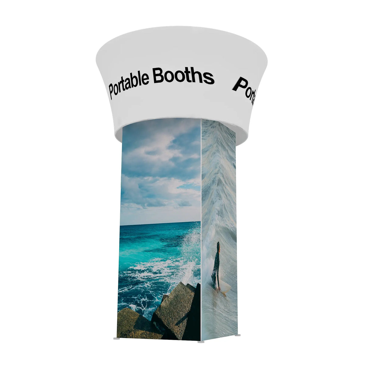 15.5 ft High Square Tower With Rotating Round Header – Portable Booths