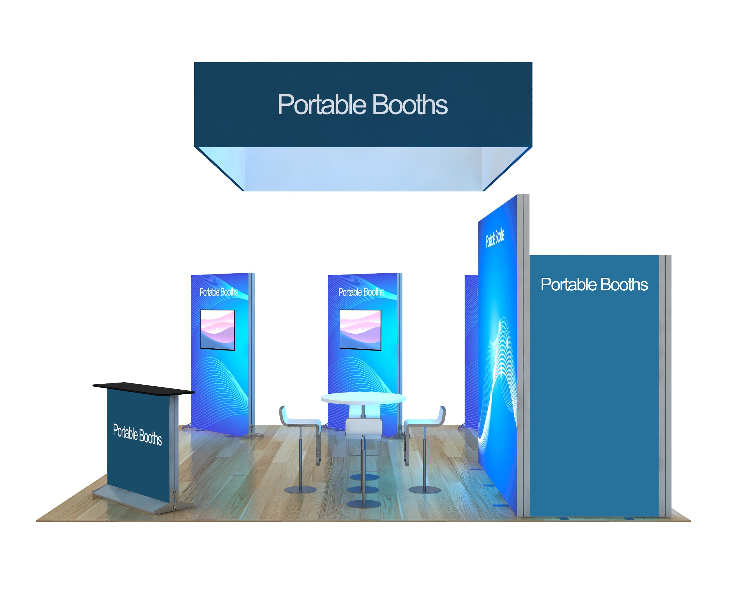Exhibit Storage Sign 20 x 20 Backlit Exhibit With Storage Closet & Three Freestanding Light ...