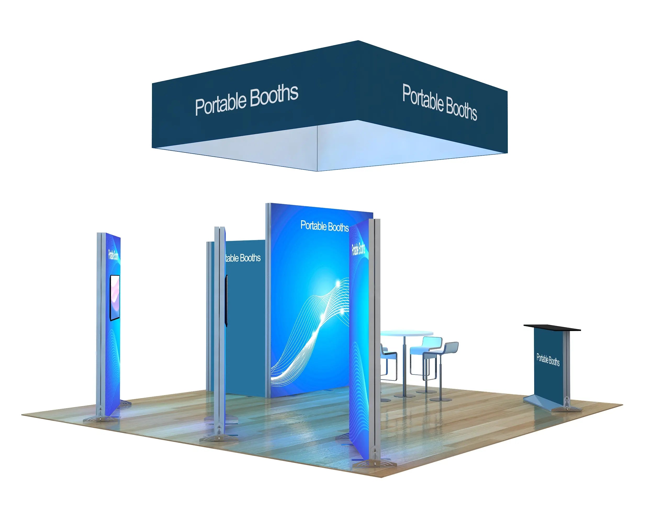 Exhibit Storage Sign 20 x 20 Backlit Exhibit With Storage Closet & Three Freestanding Light ...