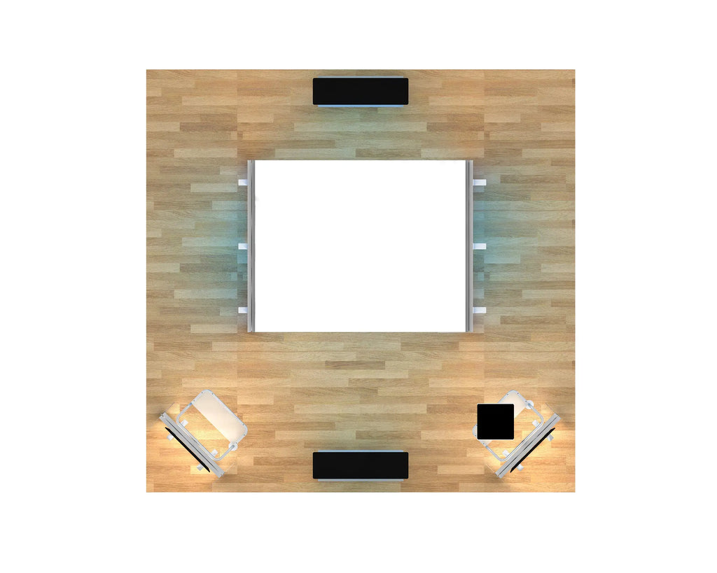 20 x 20 Backlit Exhibit With Canopy and Shelf Modules Portable Booths
