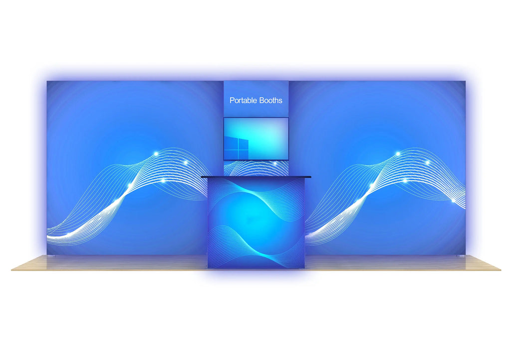 20' Backlit Modular Display With Monitor Mount And Backlit Counter Godfrey Group