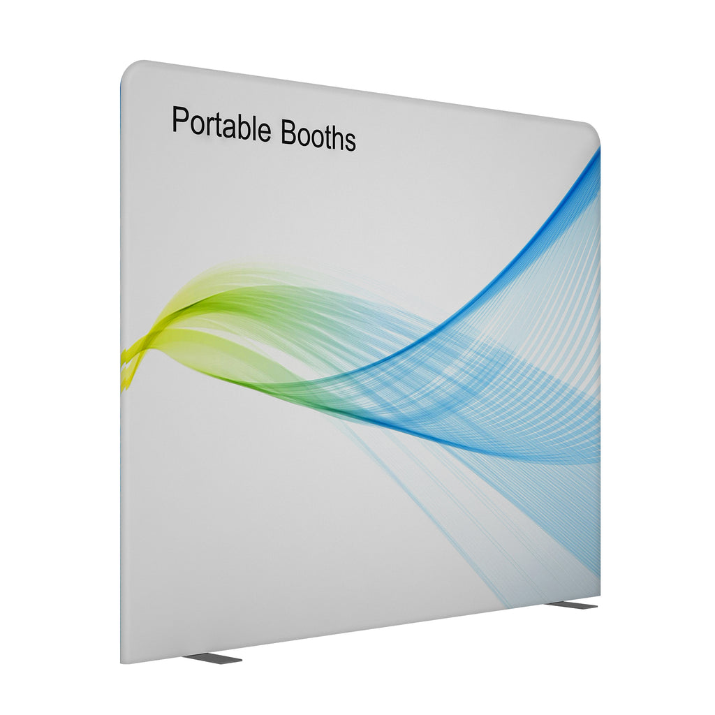 10' Straight Wall Fabric Display Package with full color fabric graphic and canvas carry bag - Portable Booths