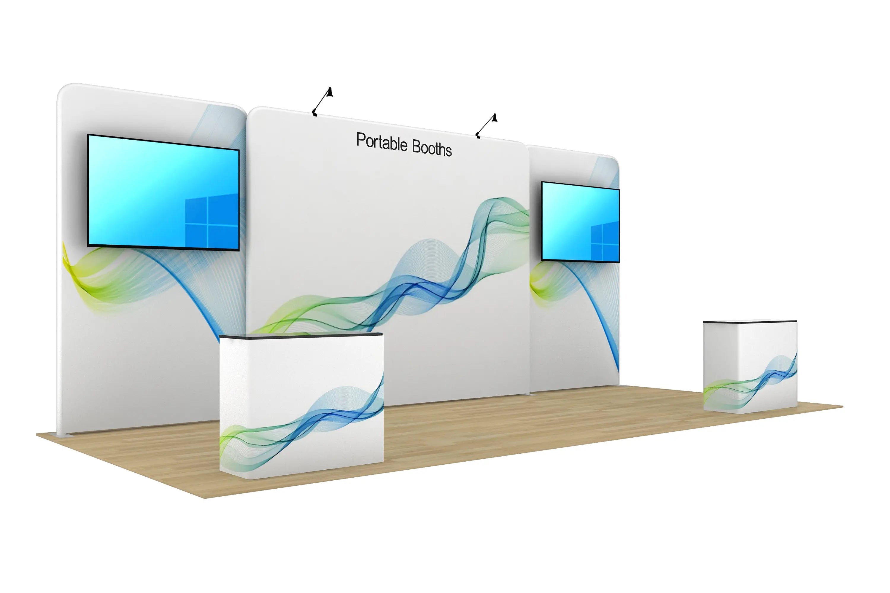 Backwall 20' Tensioned Fabric Backwall With Two Monitor Mounts – Portable Booths