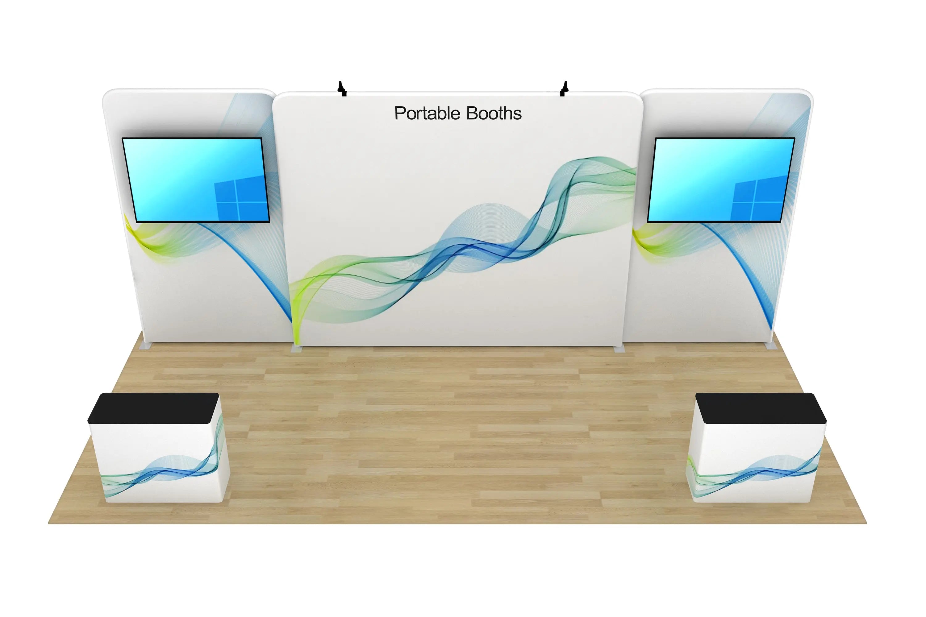 20' Tensioned Fabric Backwall With Two Monitor Mounts – Portable Booths