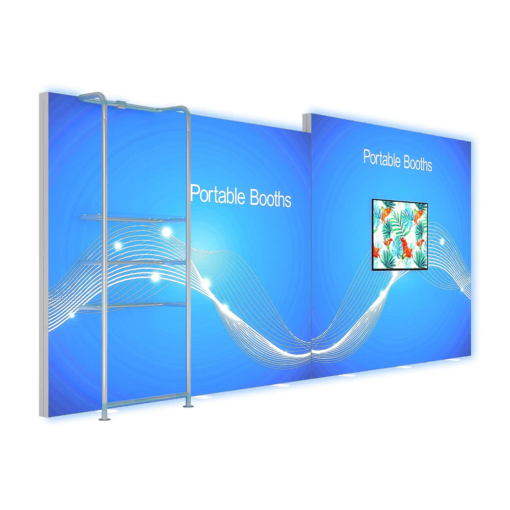 Modular Backlit 10x20 Kit With Shelving - Optional Monitor Mount(s) Portable Booths